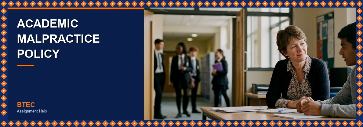 BTEC Academic Malpractice Policy | tutor and student in a one-to-one conversation