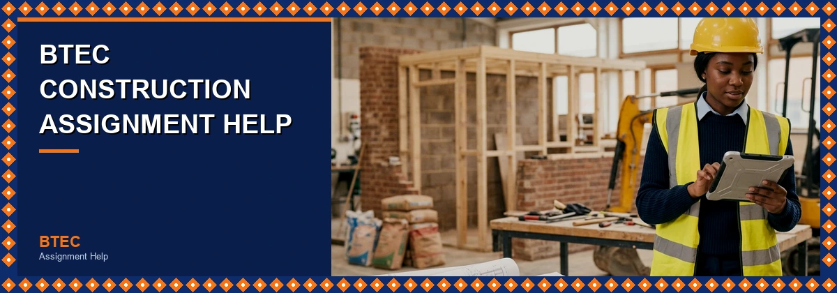 BTEC Construction Assignment Help | student on a construction site with a tablet