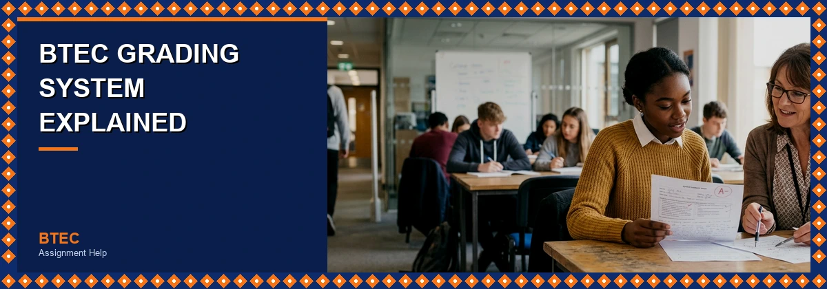 BTEC Grading System Explained | tutor reviewing graded feedback with a student