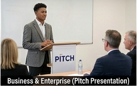 BTEC student presenting assignment work at college